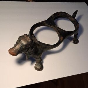 Vintage Dog Shaped Cast Iron Dog Dish or Plant Stand